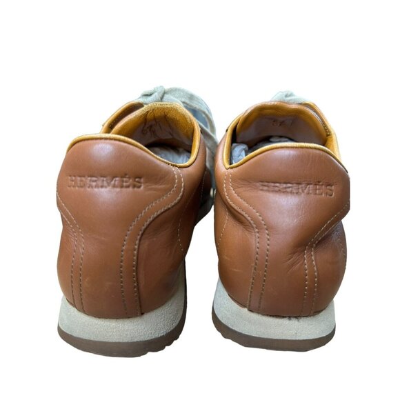 Hermes Women SIZE EU 37 US 6.5 Quick Sneakers Low Shoes Flat Leather Orange - Picture 6 of 12